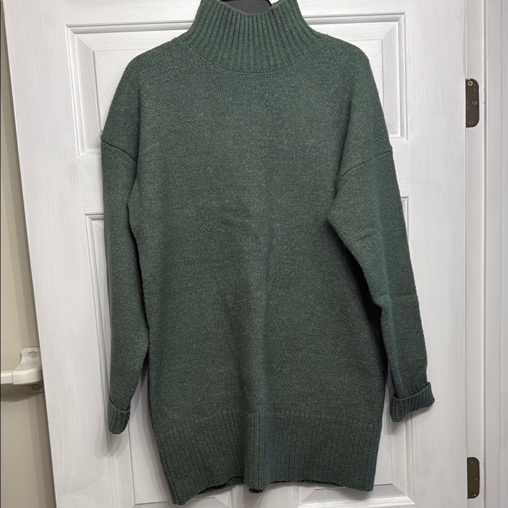 Women's Green Mock Turtleneck Sweater